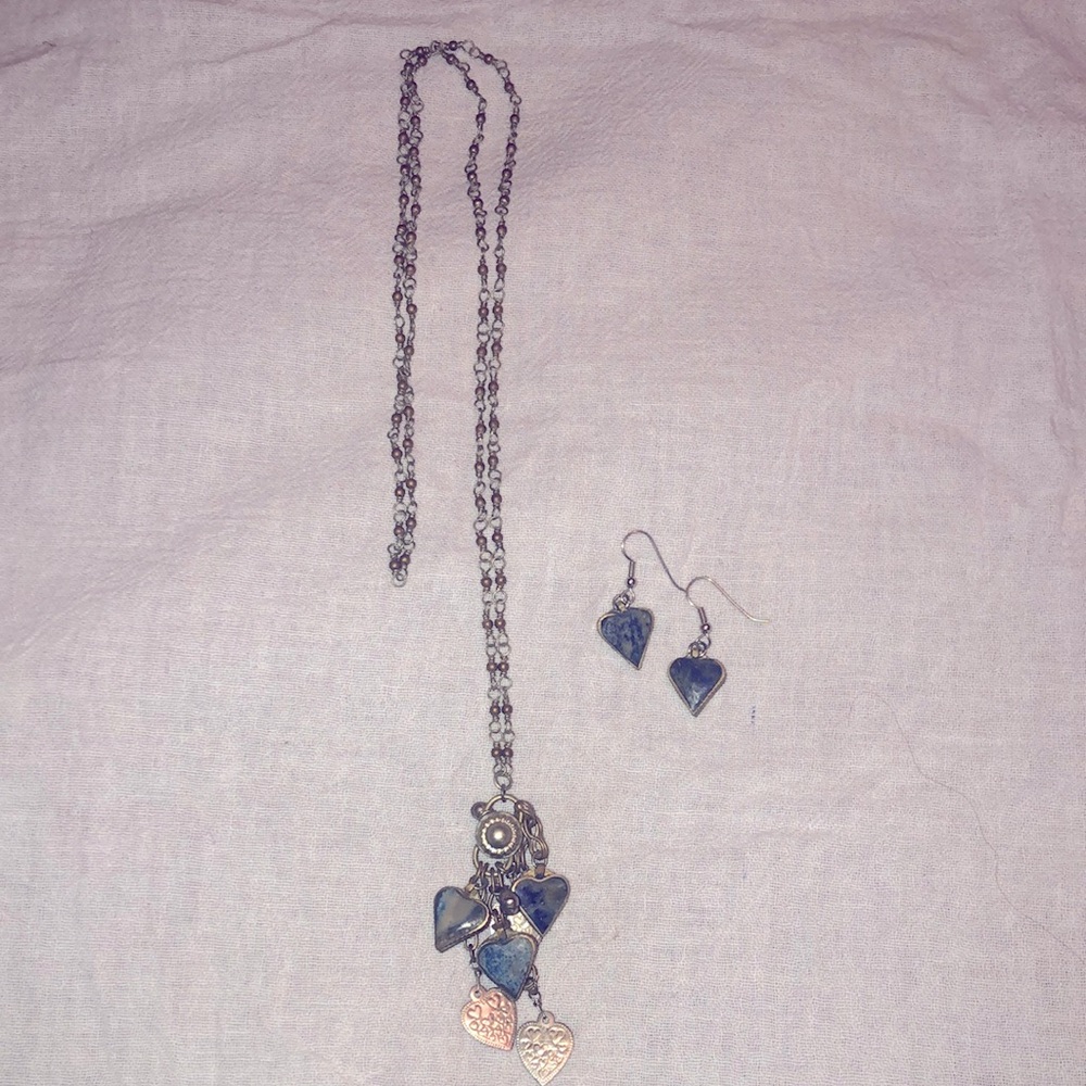 Pink Tulip Silver & Pewter Necklace & Earrings💕